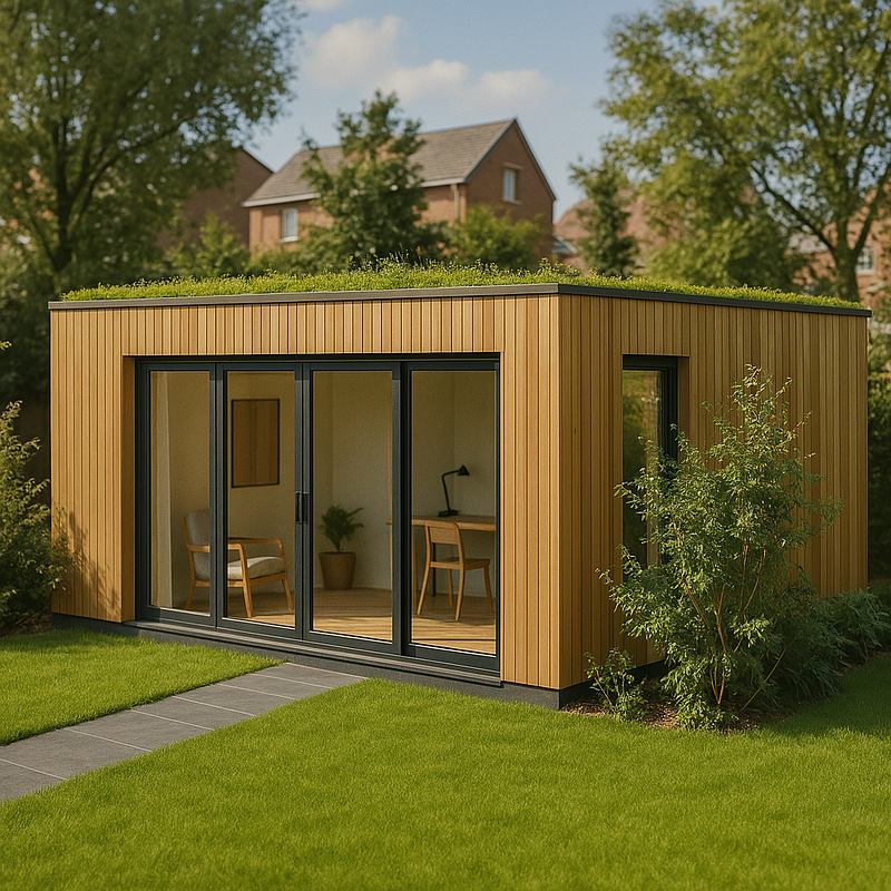 Tuinhuis Bruin 2 Met Groen Dak